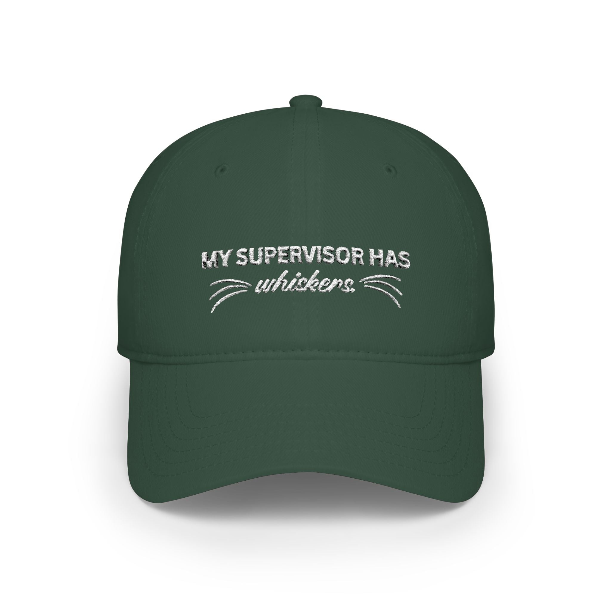 My Supervisor Has Whiskers Embroidered Cat Lover Baseball Cap
