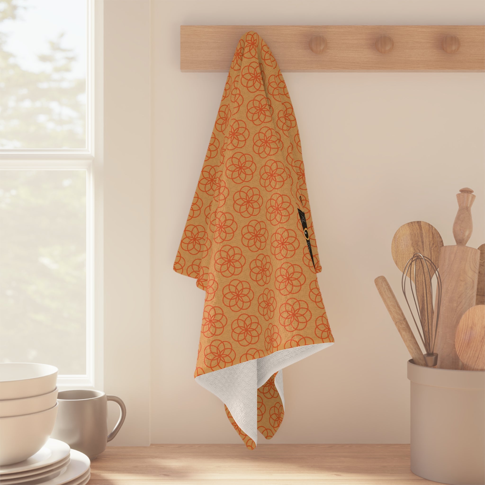 Bigfoot, Boo & Black Cat Halloween Tea Towel