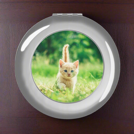Cute Kitten Compact Travel Mirror – Perfect Gift for Pet Lovers and Travelers Printify