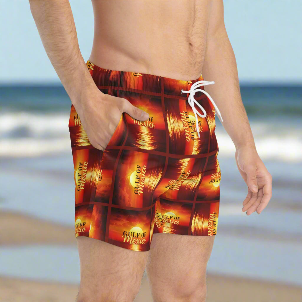 Gulf of Mexico Swim Trunks - Vibrant Beachwear for Summer Fun Printify