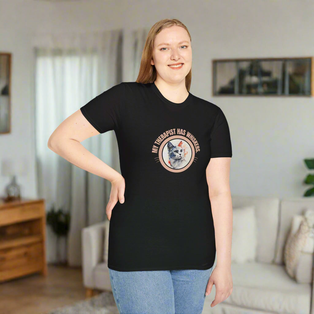 Whimsical Cat Therapy T-Shirt | Cute Pet Lover Tee