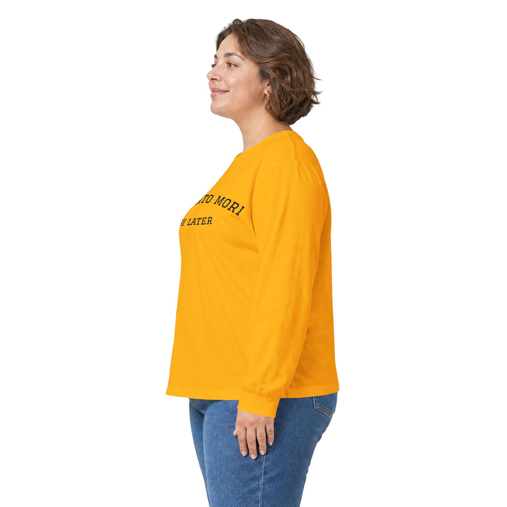 Memento Mori. Pay Later. Long Sleeve T-Shirt | Dark Humor & Existential Dread