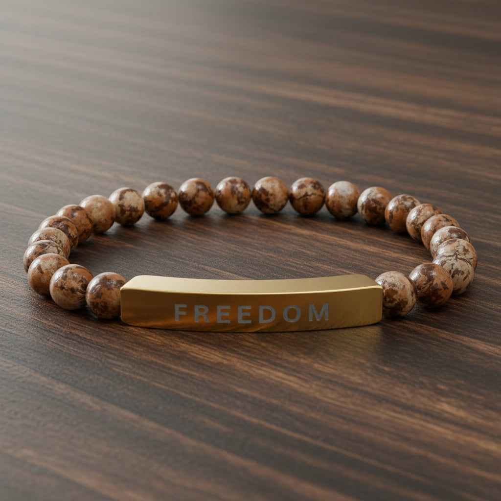 Natural Stone Freedom Bracelet - Stretch Bar Design