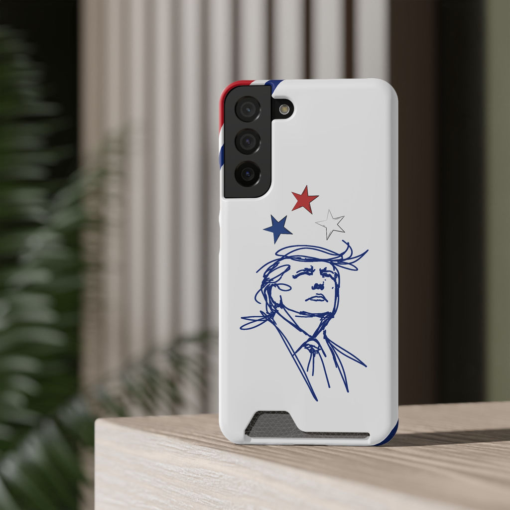 Swoop Guy iPhone Case – Minimal Line Portrait Patriotic Design, Slim Protective Case with Card Slot