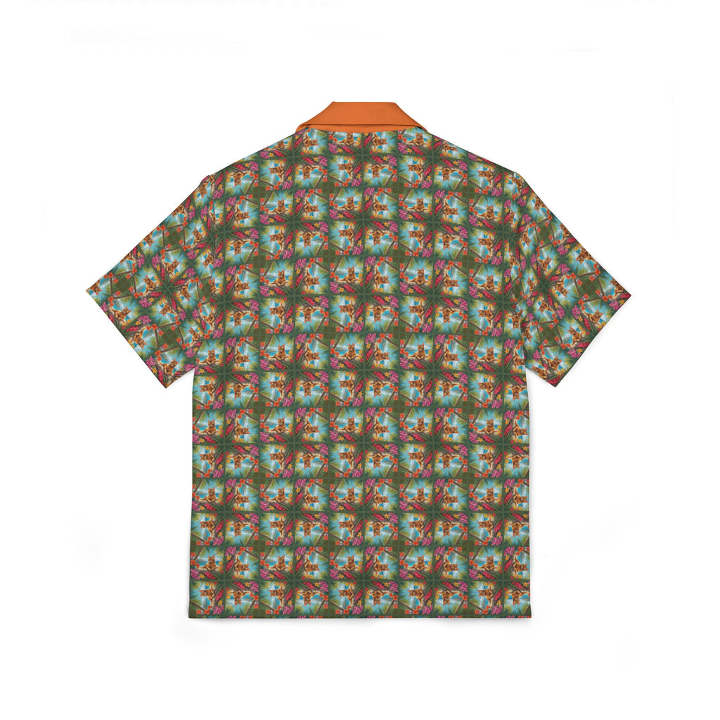 Tropical Orange Tabby Men's Hawaiian Camp Shirt