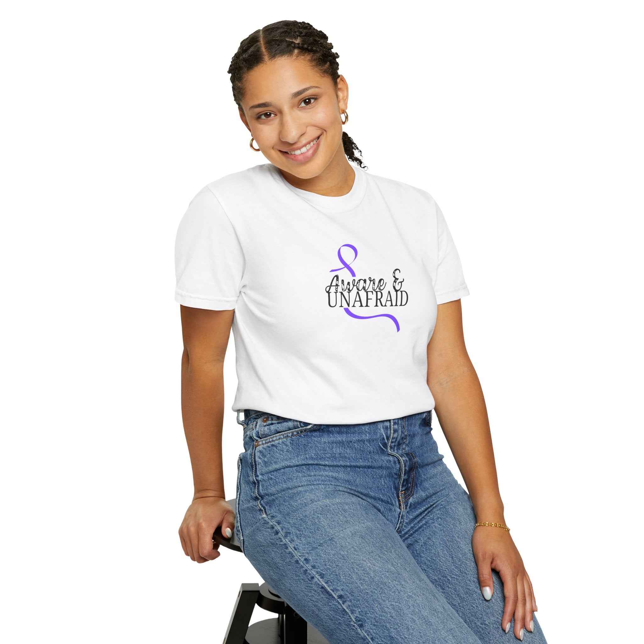 Aware & Unafraid T-Shirt – Epilepsy Awareness Purple Tee