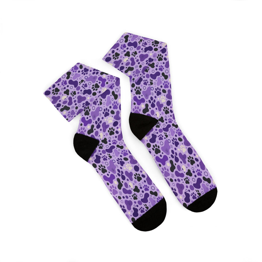 Purple Paws Cat Lover Crew Socks for Cat Ladies