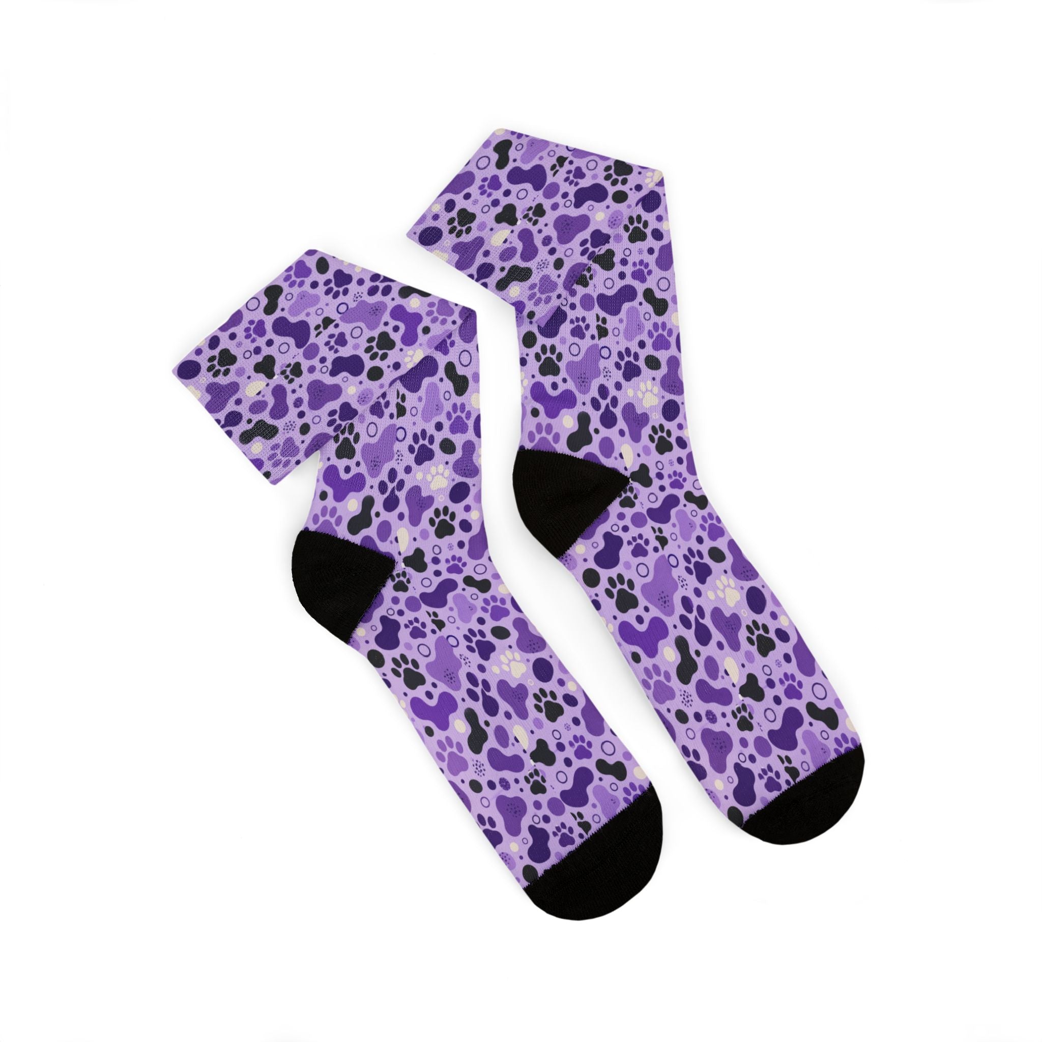 Purple Paws Cat Lover Crew Socks for Cat Ladies