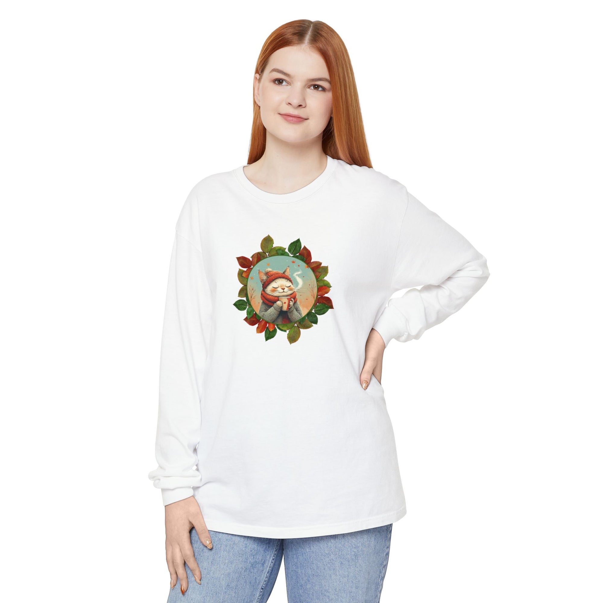 Country Autumn Kitty Long Sleeve T-Shirt | Fall Fashion