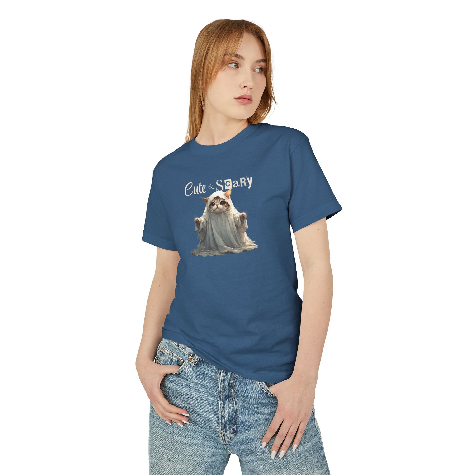 Cute & Scary Ghost Kitty Unisex Tee, Halloween Shirt