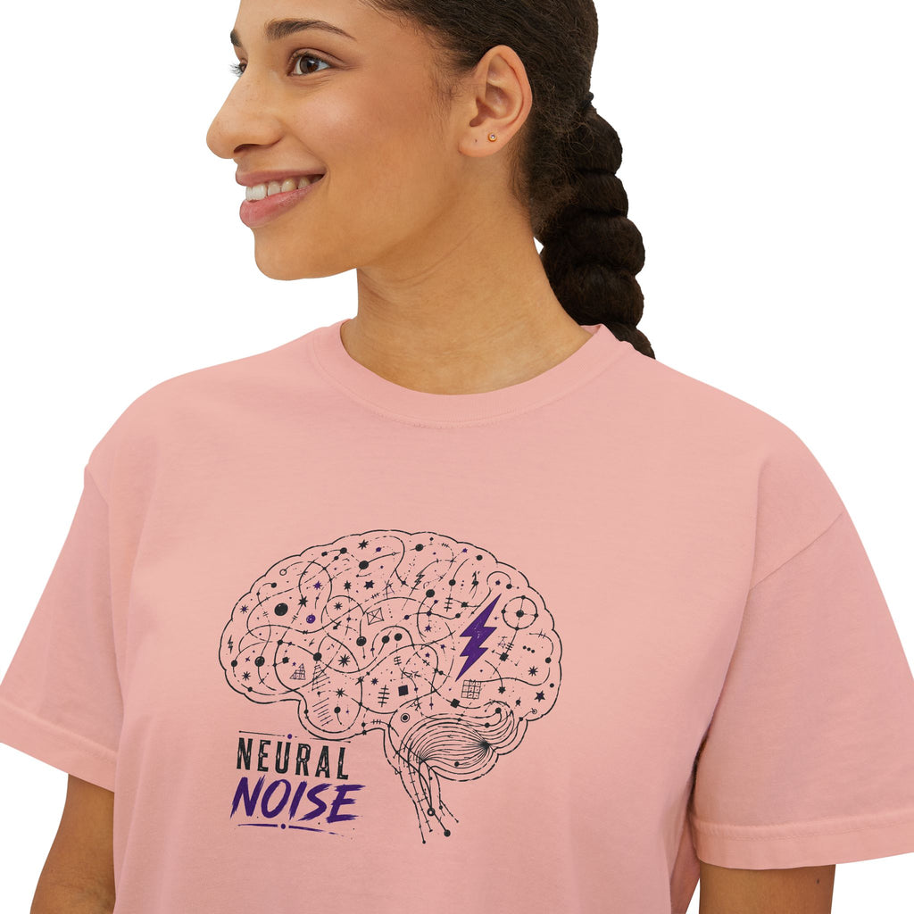Neural Noise Boxy Crop T-Shirt | Abstract Brain Epilepsy Awareness Graphic Tee