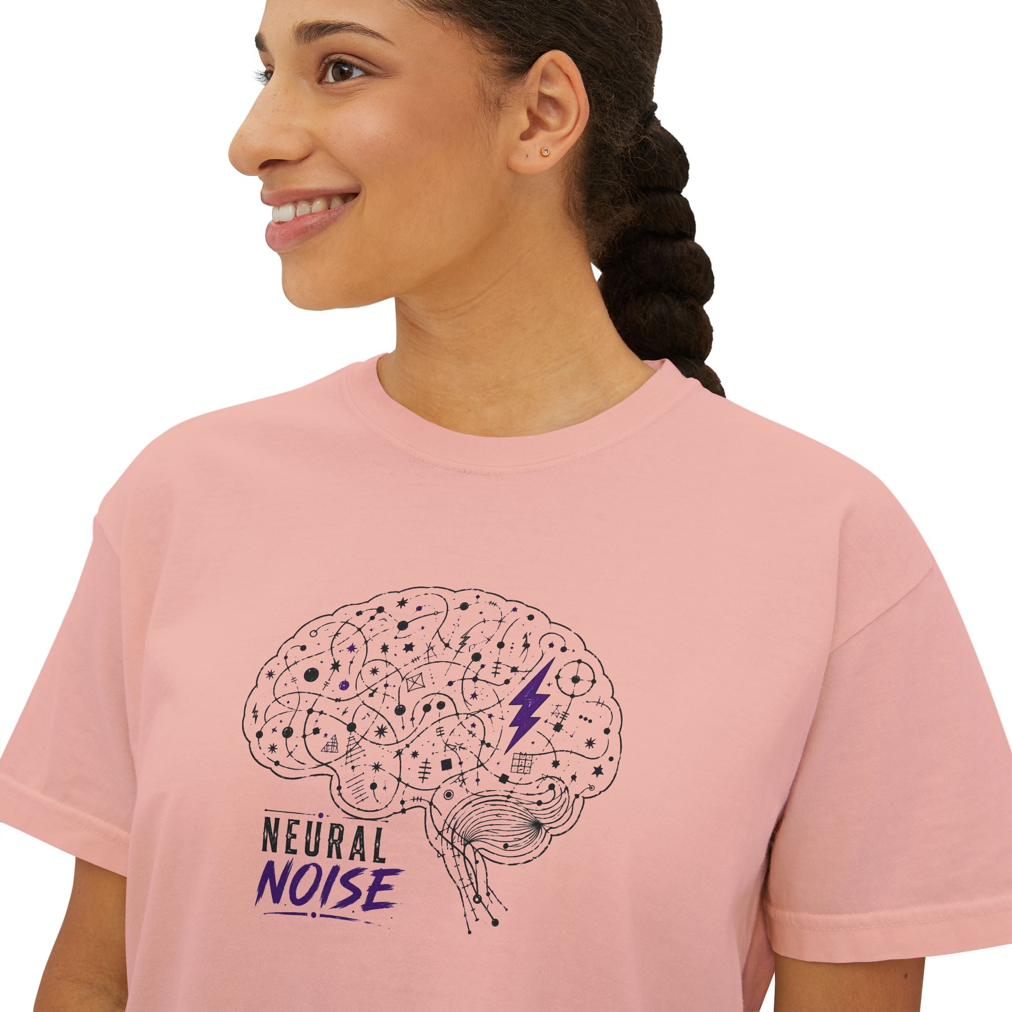 Neural Noise Boxy Crop T-Shirt | Abstract Brain Epilepsy Awareness Graphic Tee