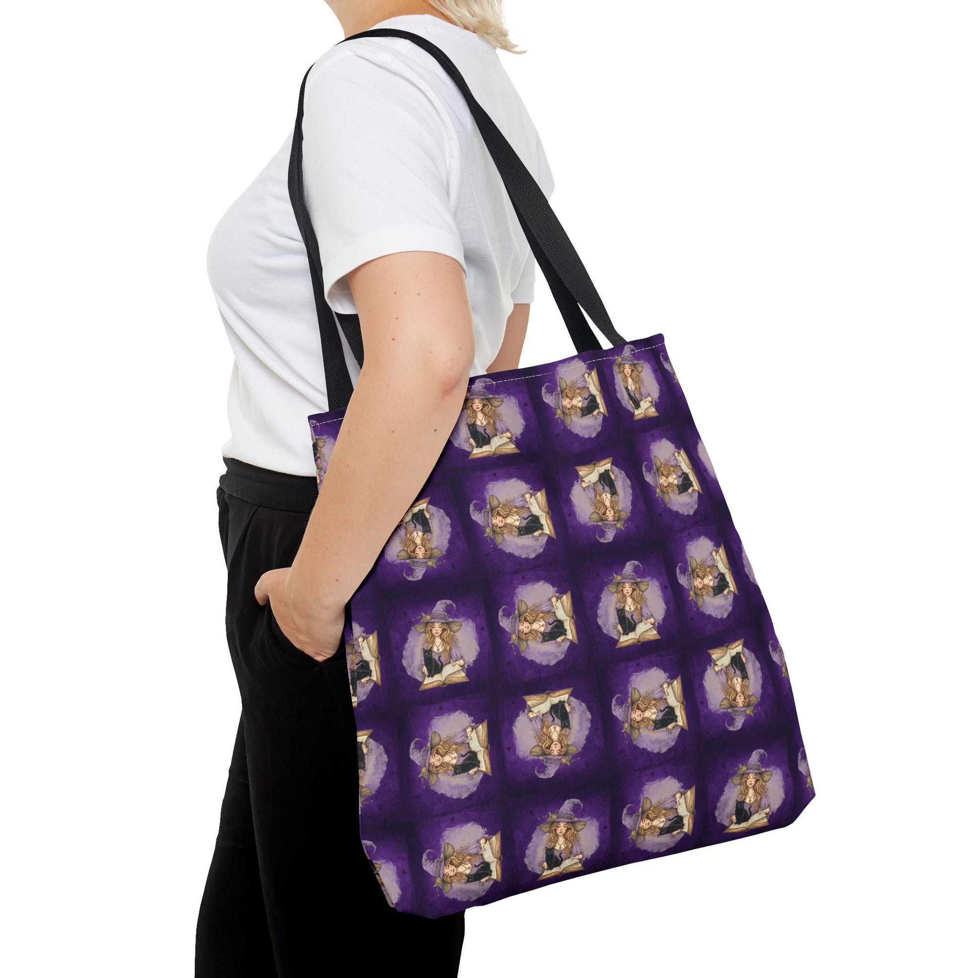 Vibrant Witchy Cat Lady Tote Bag