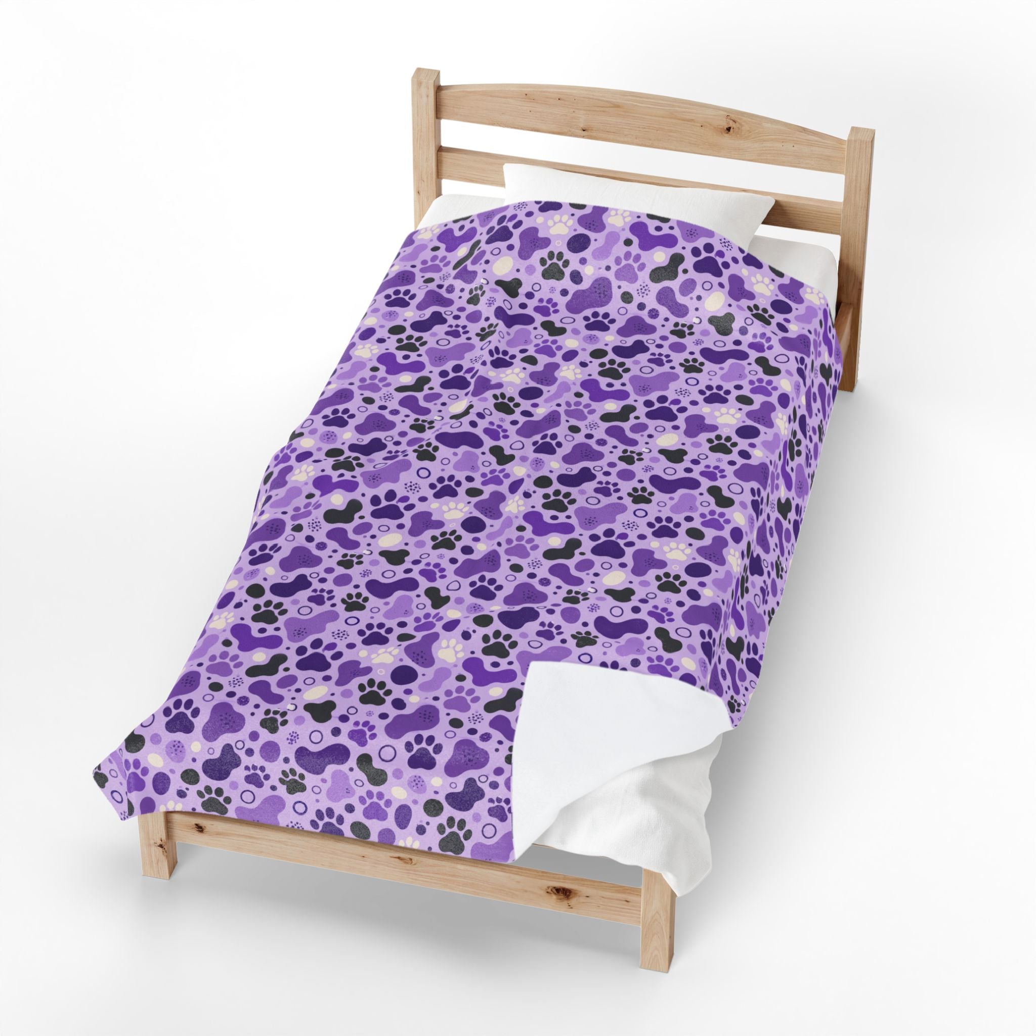Purple Paw Print Plush Blanket | Cat & Dog Lover Cozy Throw Blanket
