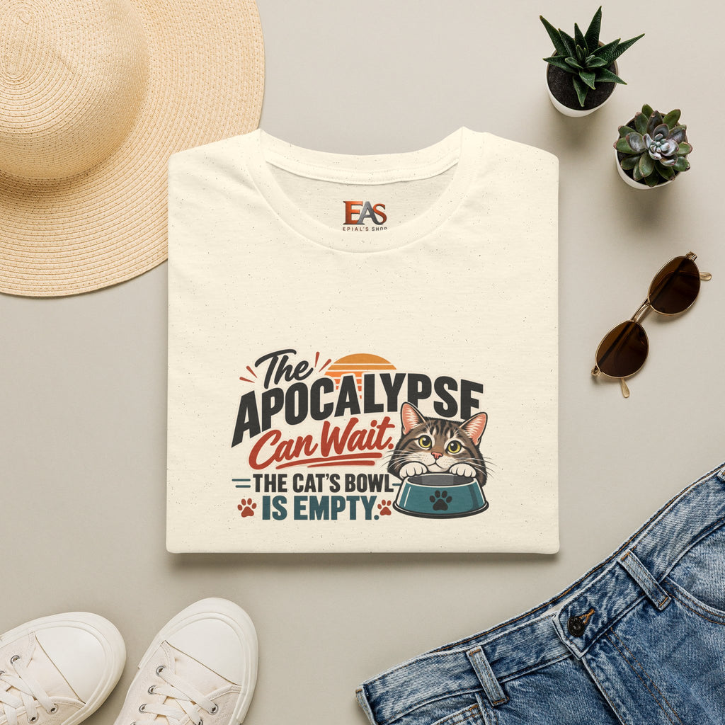 The Apocalypse Can Wait T-Shirt | Funny Cat Lover Shirt | The Cat's Bowl Is Empty