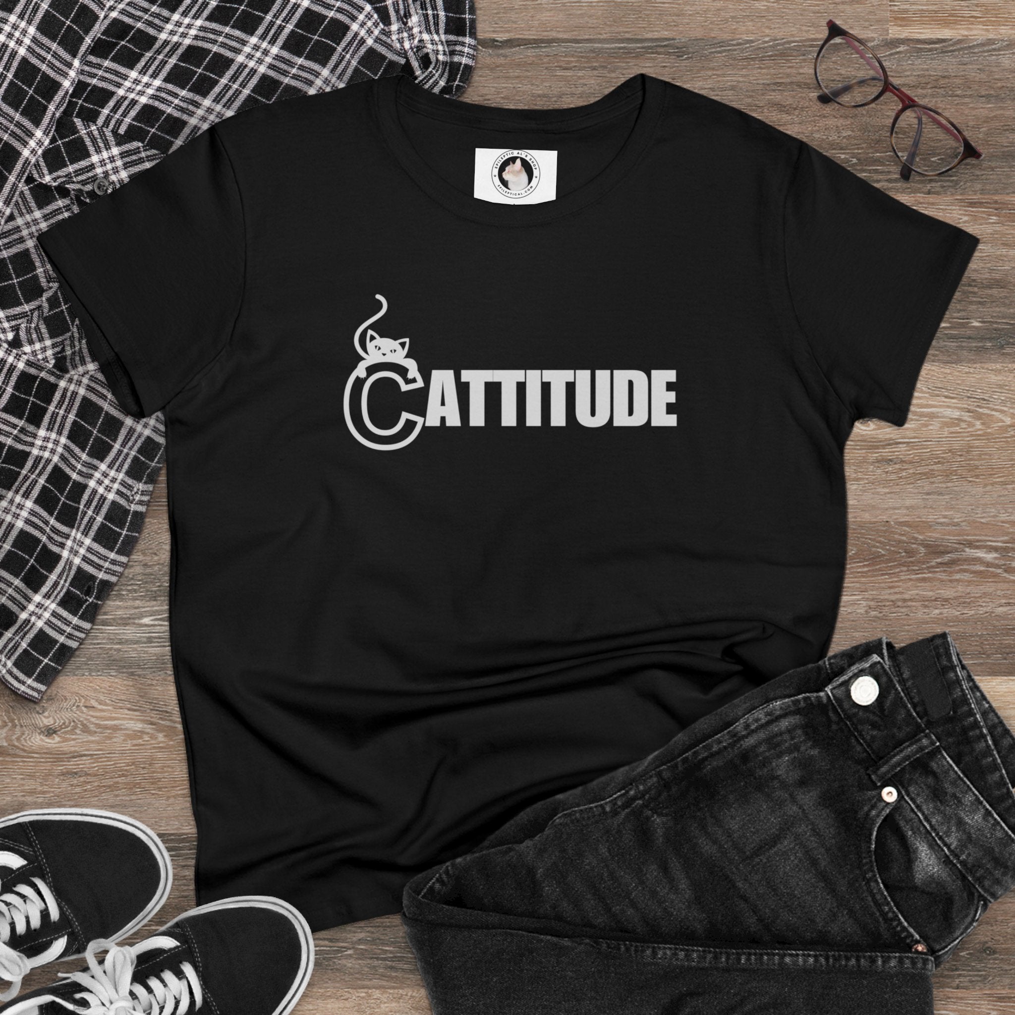Cattitude Women's Midweight Cotton Tee - T - Shirt - Epileptic Al’s Shop