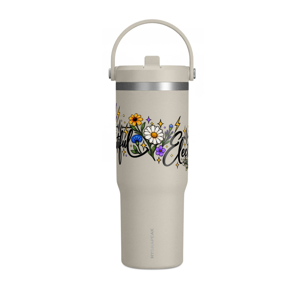 Beautifully Electric 32 oz Tumbler | Epilepsy Awareness Floral Travel Cup