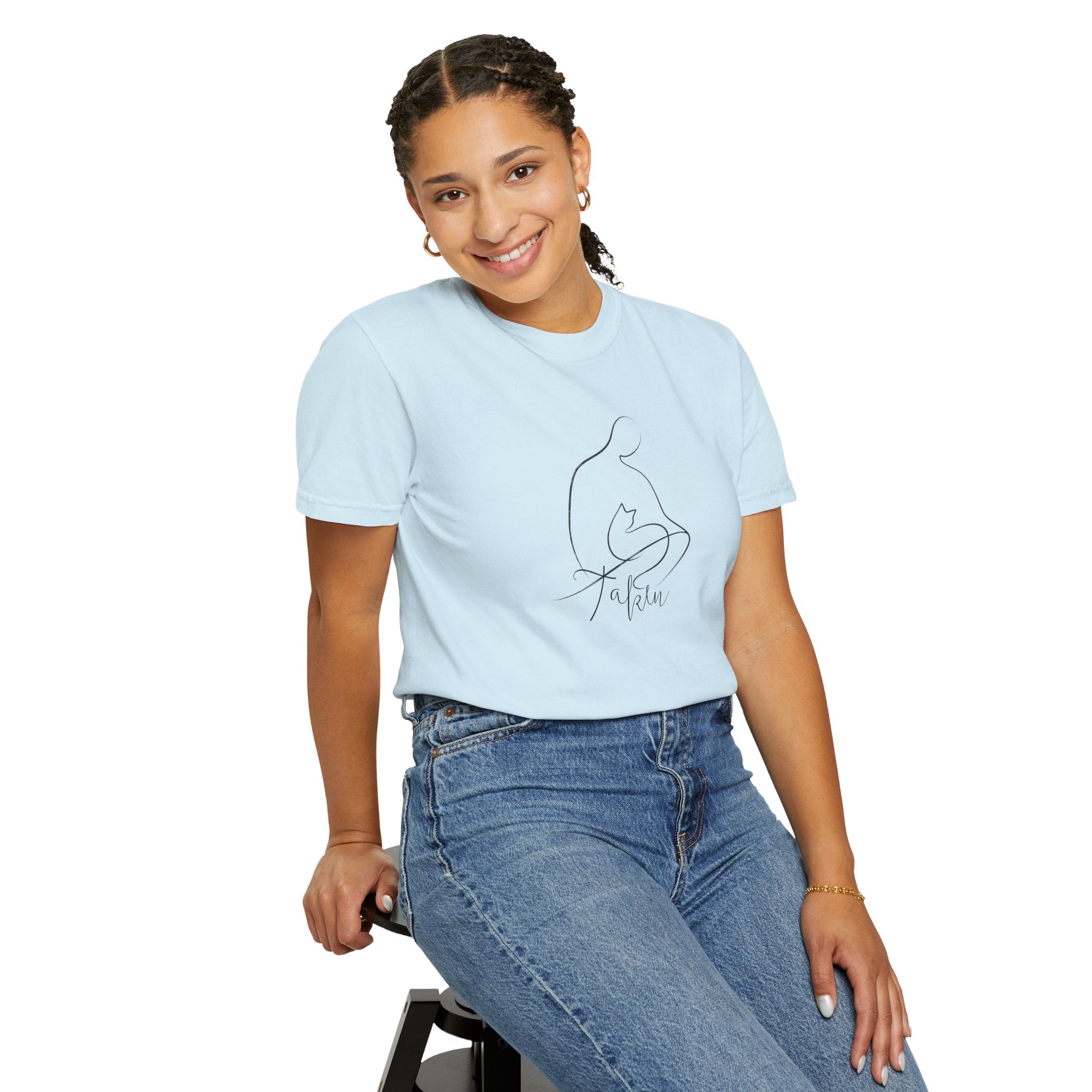 Taken | Abstract Person & Cat Line Art T-Shirt
