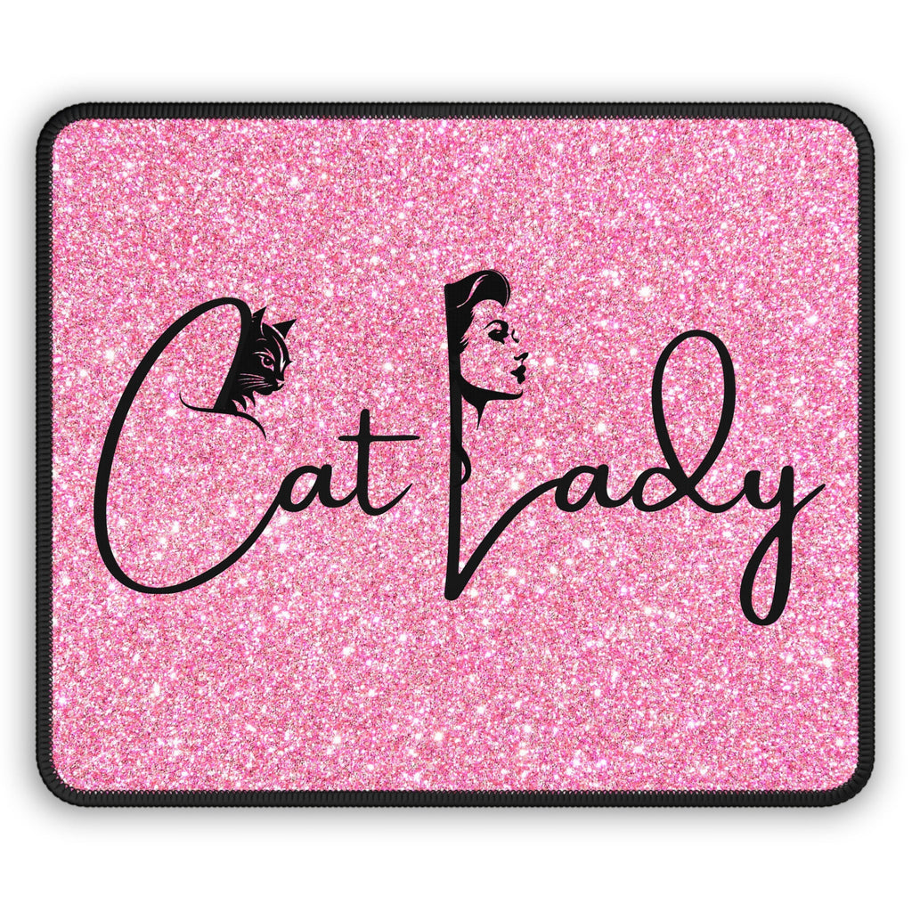 Glittery Cat Lady Gaming Mouse Pad - Perfect for Cat Lovers and Gamers Printify