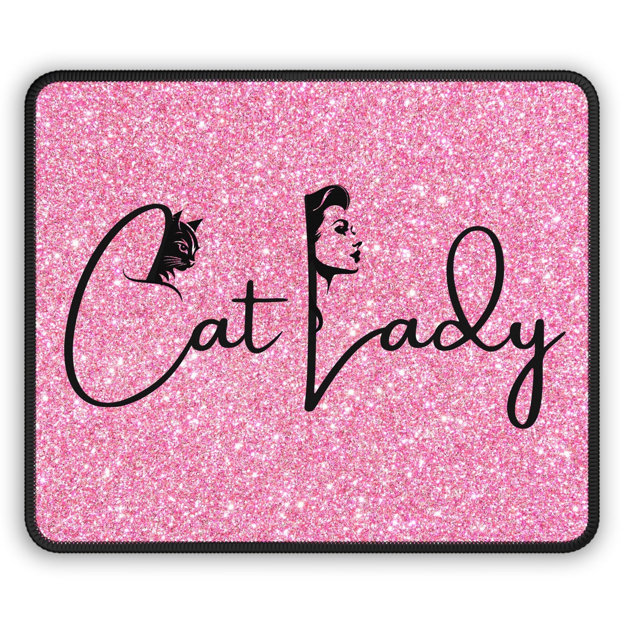 Glittery Cat Lady Gaming Mouse Pad - Perfect for Cat Lovers and Gamers Printify