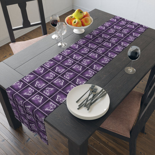 Elegant Purple Butterfly Design Table Runner