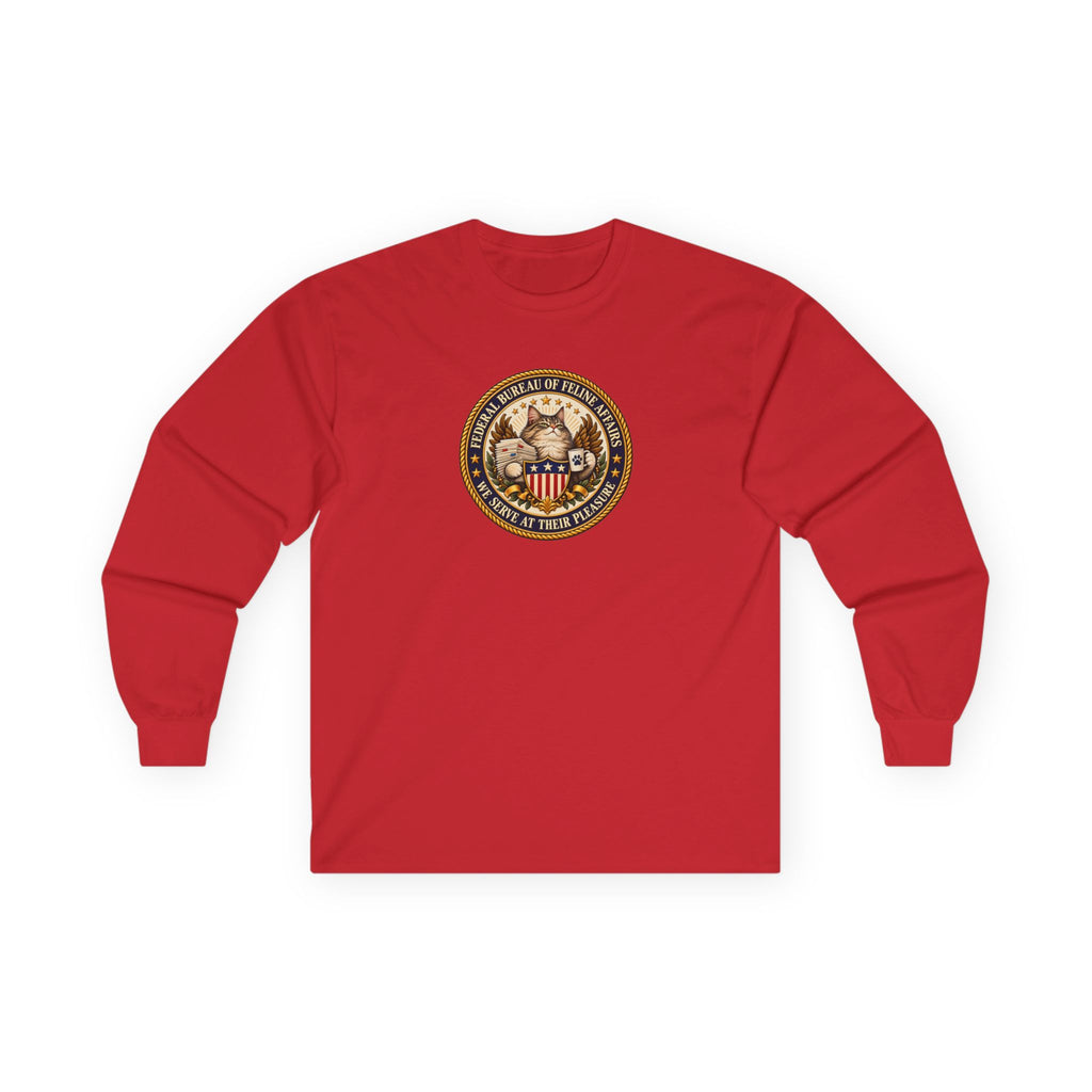 Federal Bureau of Feline Affairs Long Sleeve Shirt | Funny Cat Government Parody Tee