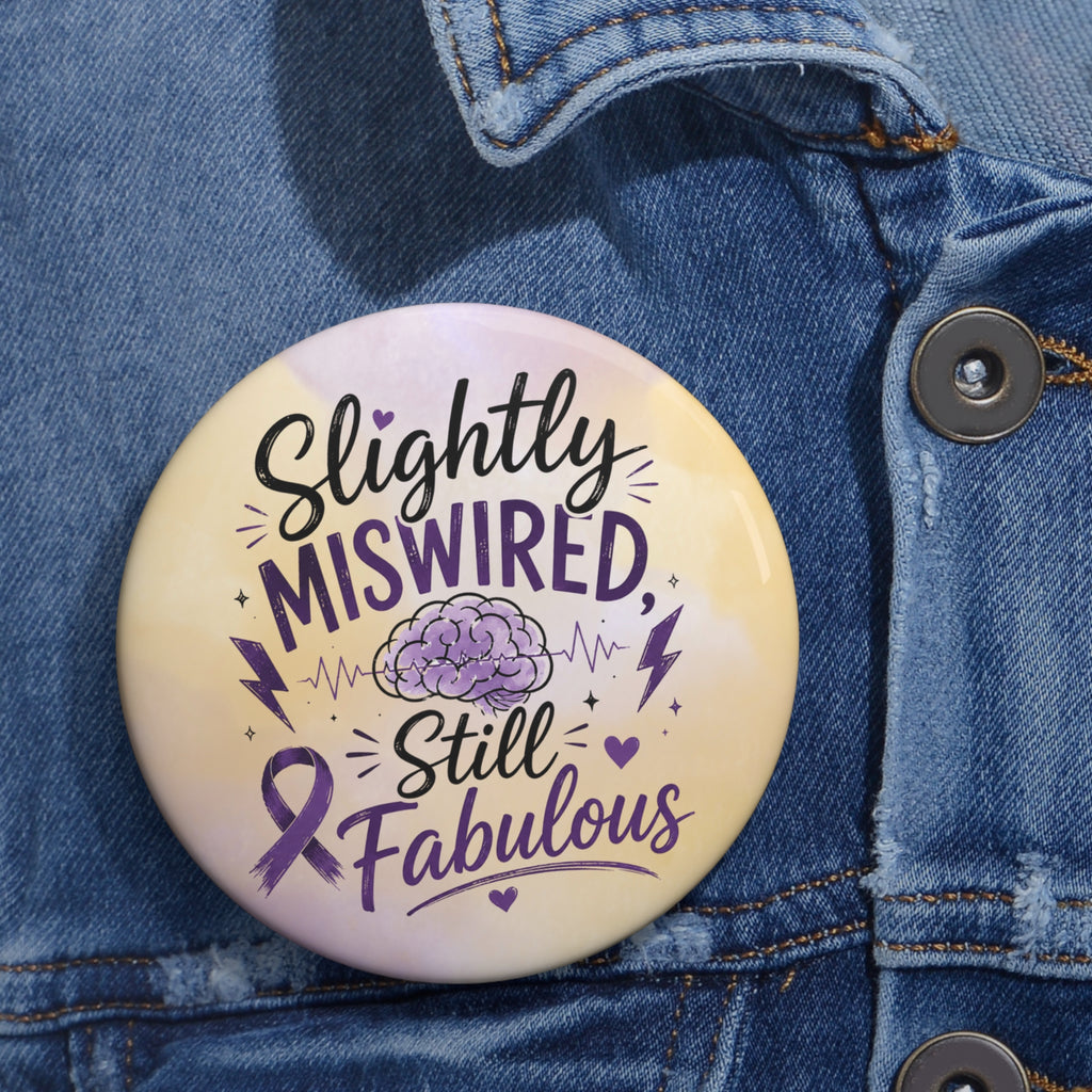 Seizure Awareness Pinback Button | Epilepsy Awareness Pin | Purple Ribbon Button