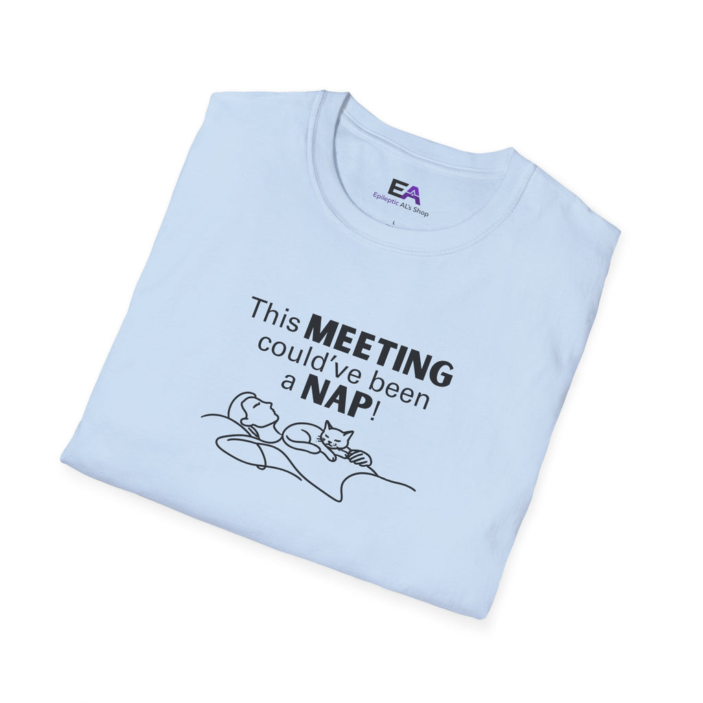 This Meeting Could’ve Been a Nap Cat T-Shirt – Minimalist Line Art Graphic Tee (Unisex)