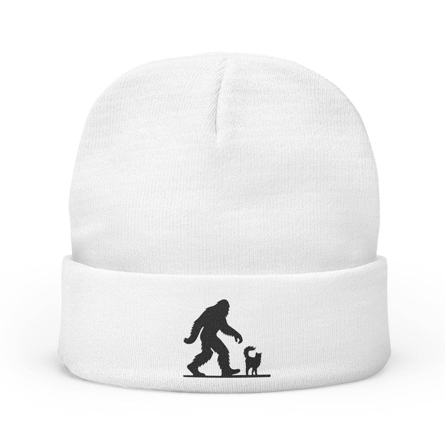 Beanie Hat (Embroidered Sasquatch and Cat Design)