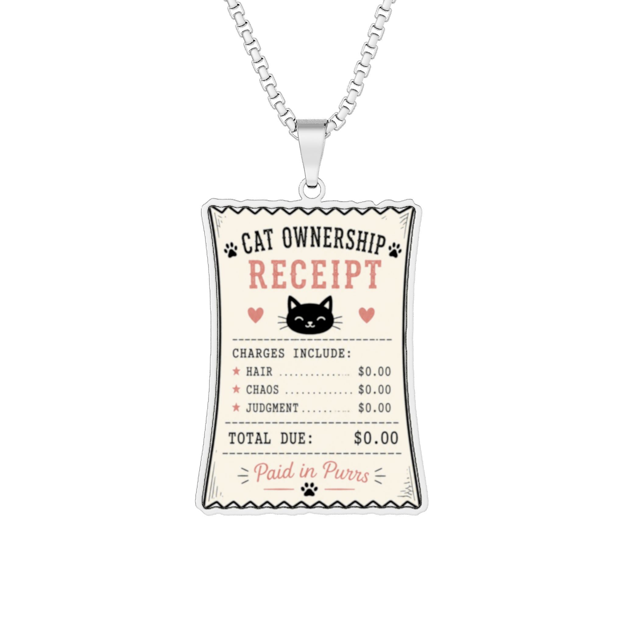 Cat Ownership Receipt Necklace | Paid in Purrs Jewelry