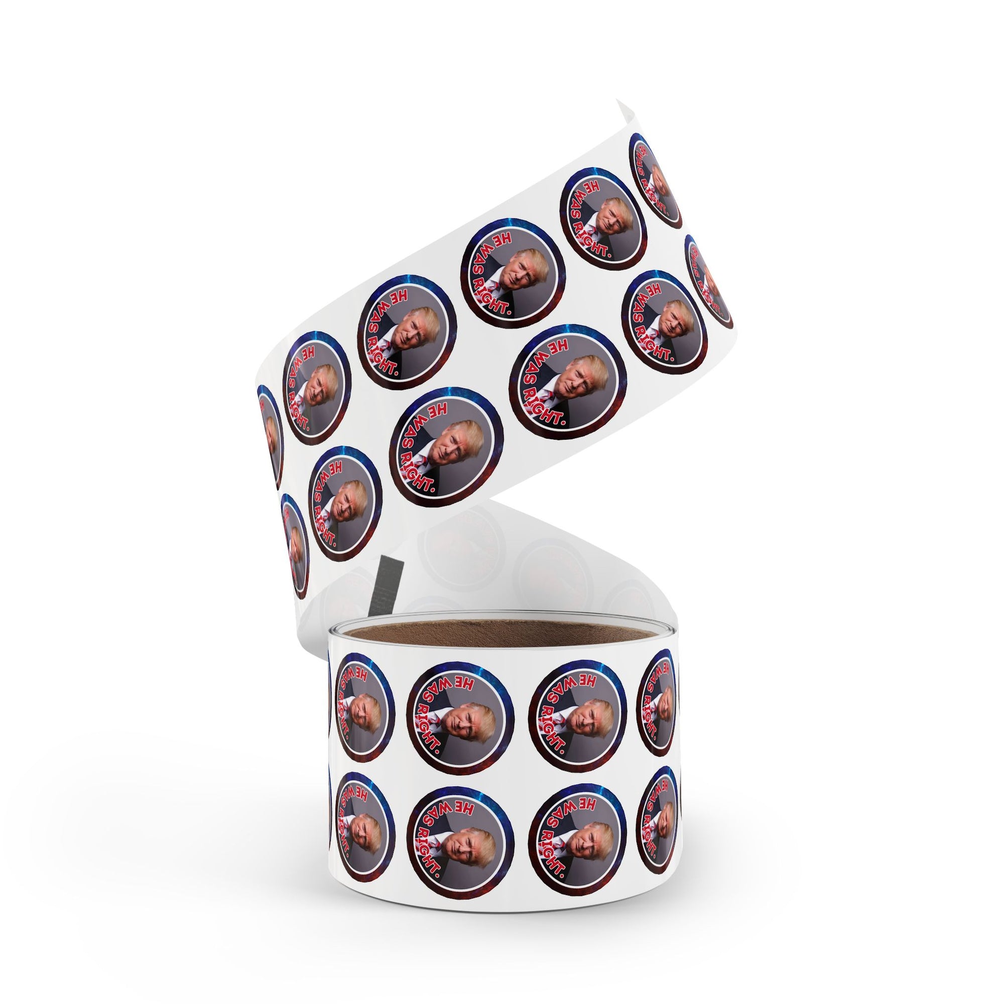 Political Round Sticker Labels – "He Was Right"