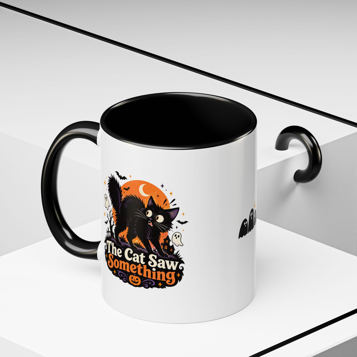 The Cat Saw Something Halloween Black Cat Accent Mug
