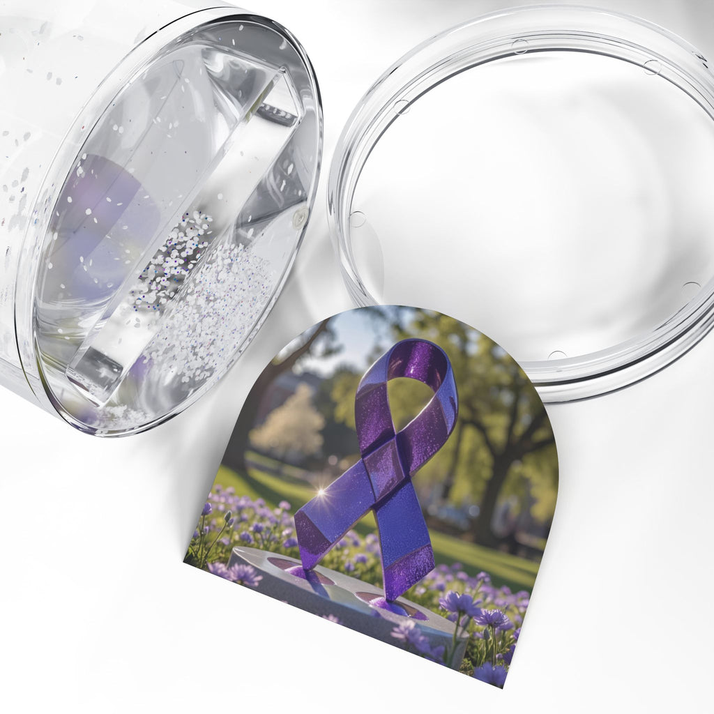 Purple Ribbon Snow Globe, Inspirational Gift