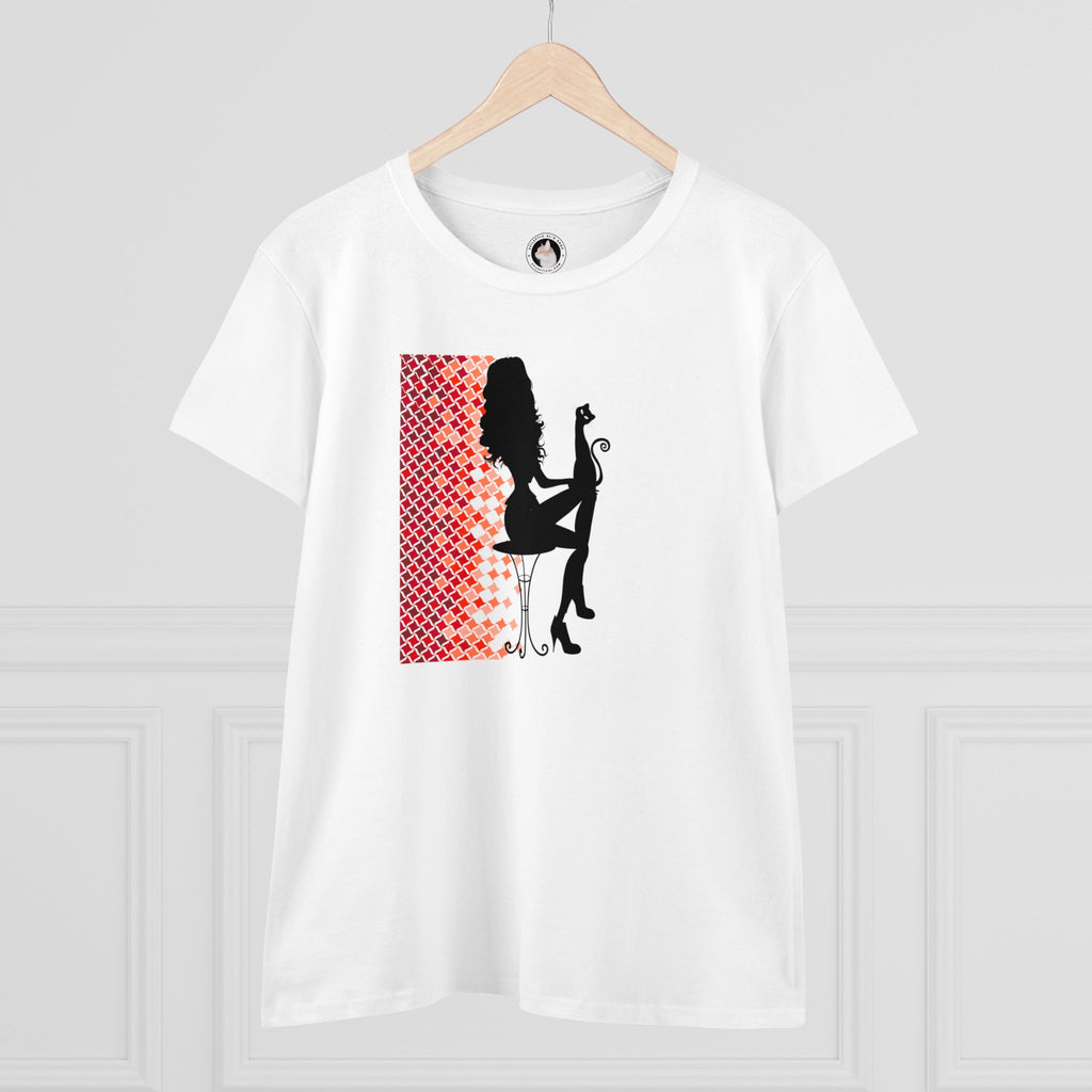 Poised Cat Lady Women's Midweight Cotton Tee