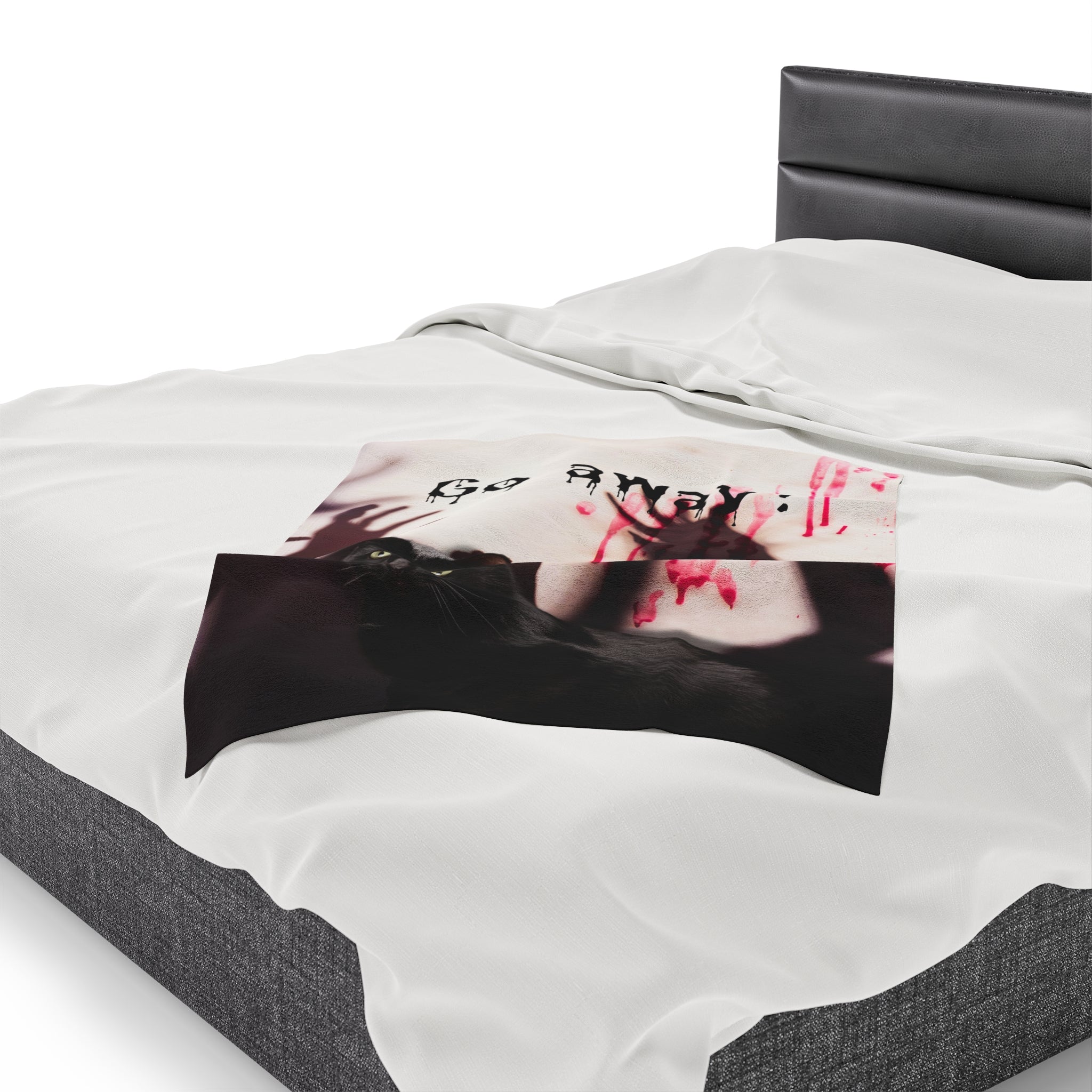 Photo depicting the ​Go Away Velveteen Plush Blanket from EpiAl's Shop.