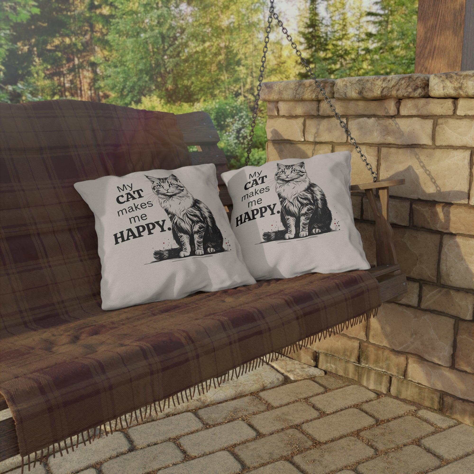Cat-Themed Outdoor Pillows, Cozy Decor for Cat Lovers
