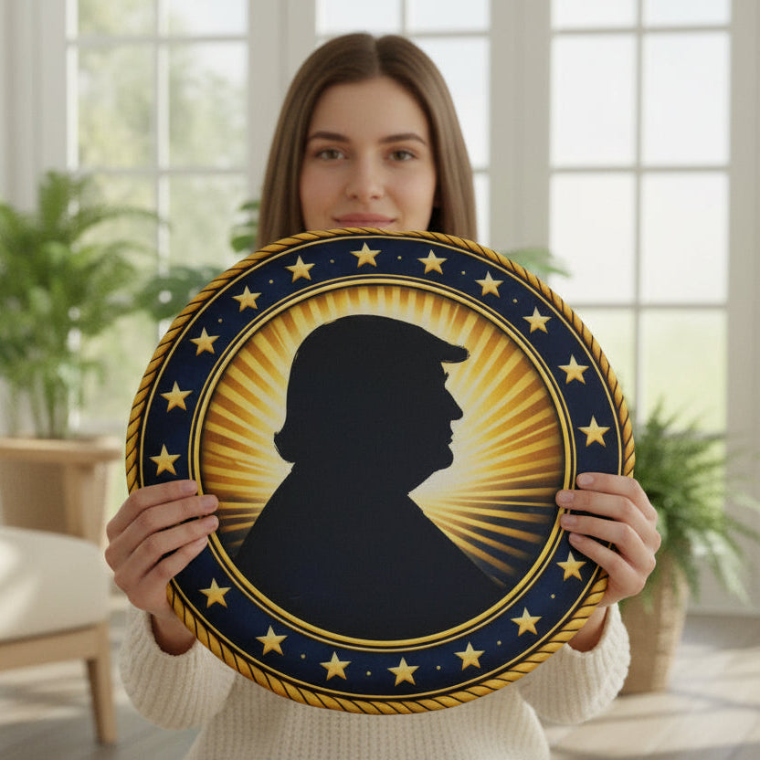 Golden Seal Silhouette Custom USA-Shaped Pillow – Patriotic Statement Décor