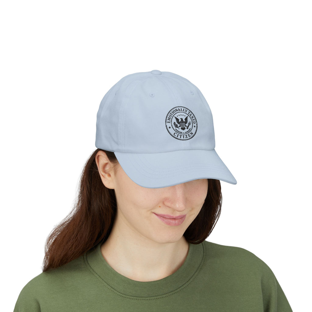 Emotionally Taxed Citizen Dad Hat | Minimalist Faux Government Seal Cotton Cap