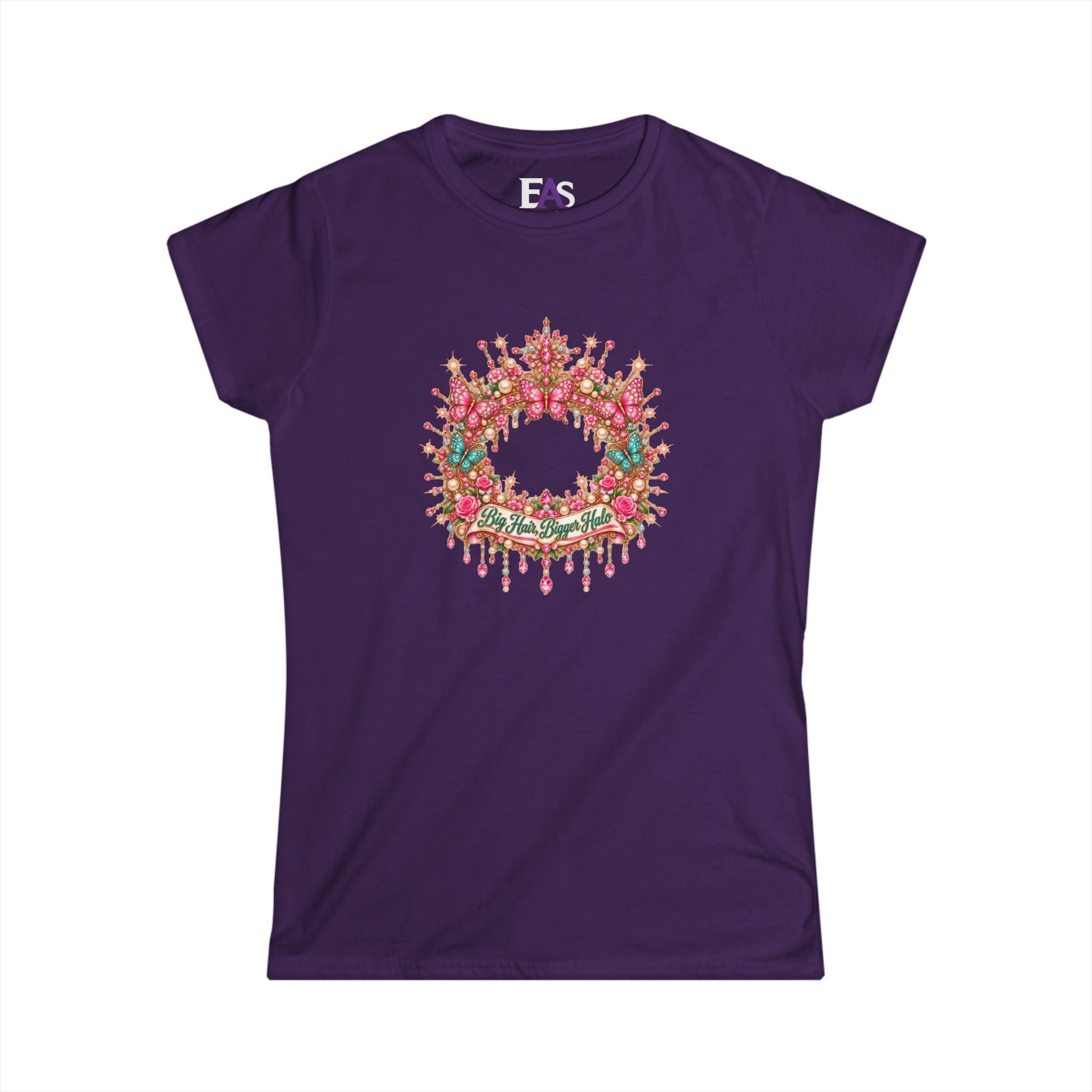 Big Hair, Bigger Halo Women’s T-Shirt | Country Glam Butterfly Tee | Heaven-Inspired Rhinestone Shirt