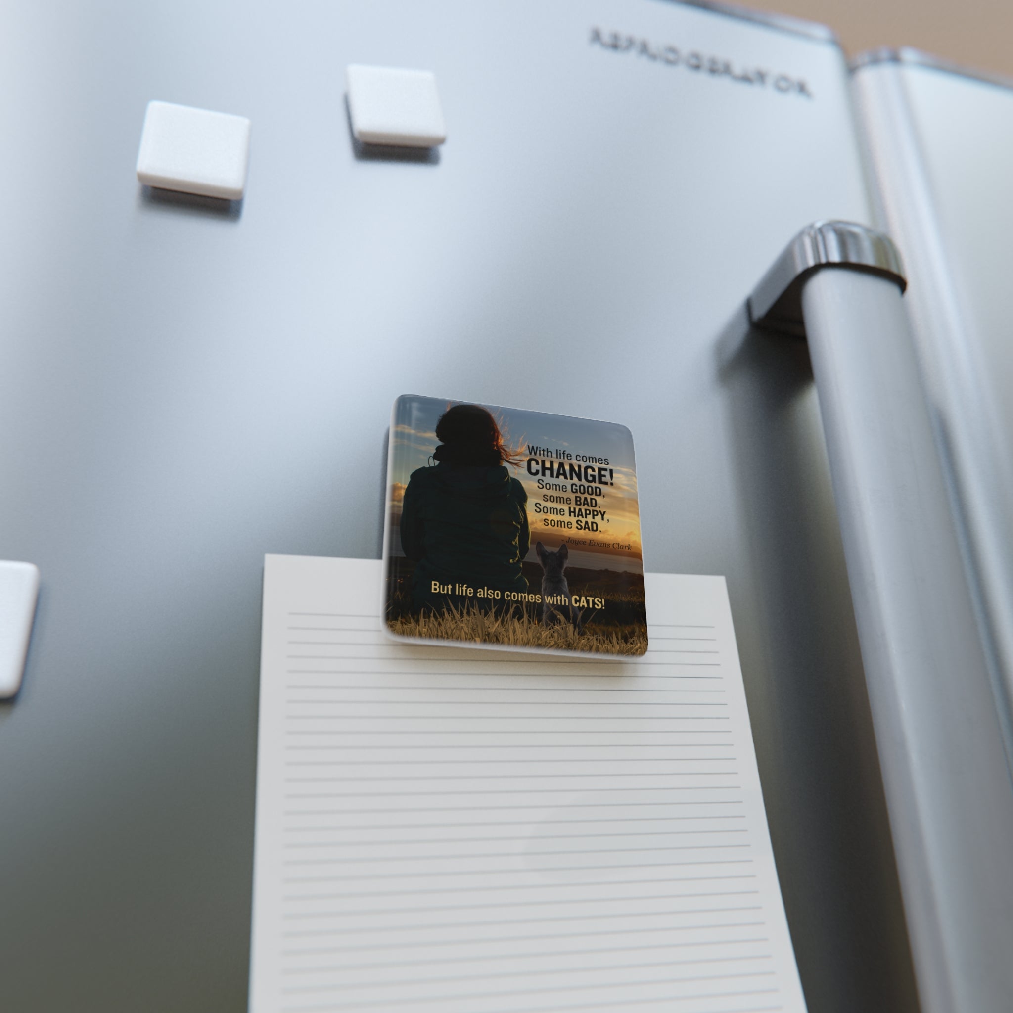 Photo depicting the ​Life Comes with Cats Porcelain Magnet, Square from EpiAl's Shop.