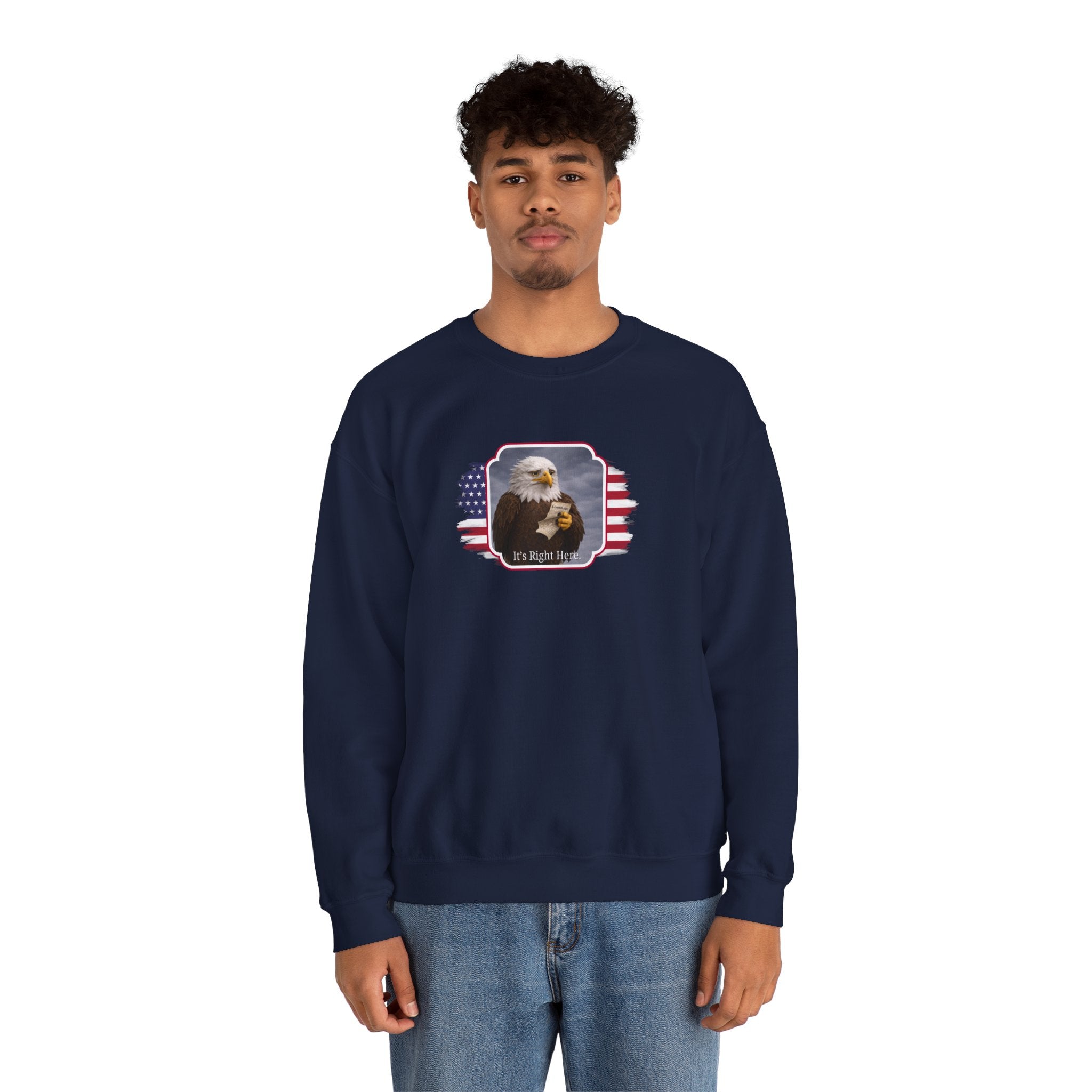“It’s Right Here” Political Parody Crewneck Sweatshirt