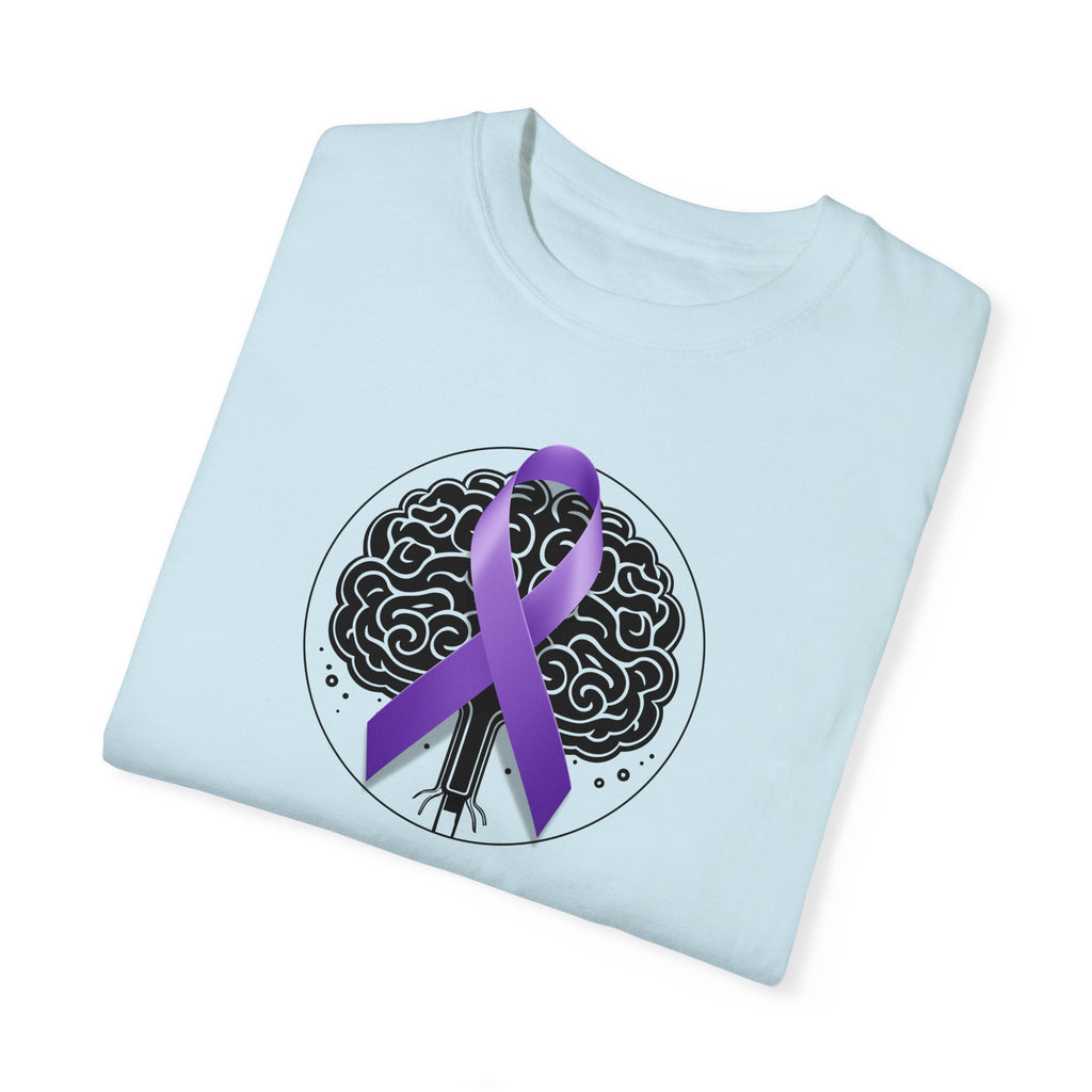 Purple Ribbon Brain Unisex Garment - Dyed T - shirt - T - Shirt - Epileptic Al’s Shop