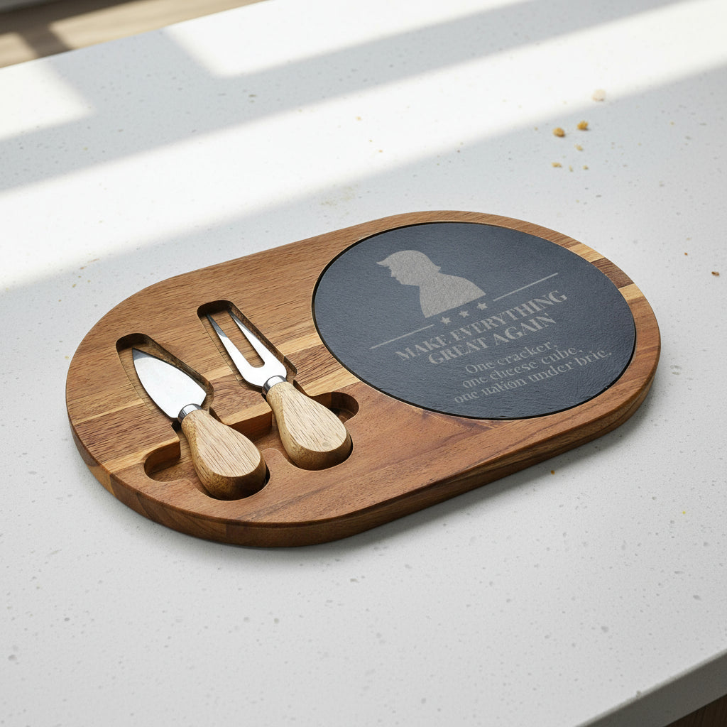 Make Appetizers Great Again Engraved Acacia & Slate Charcuterie Board