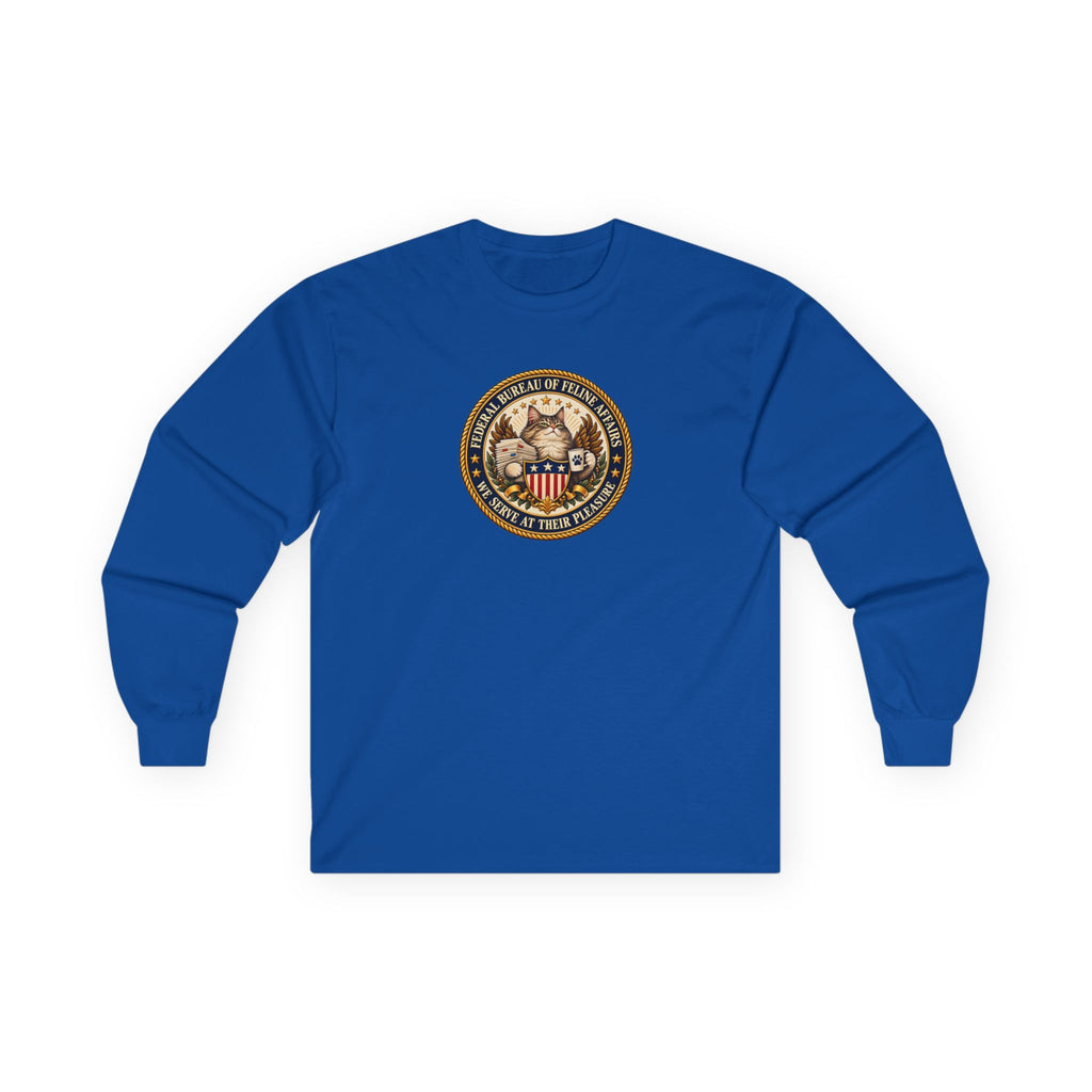 Federal Bureau of Feline Affairs Long Sleeve Shirt | Funny Cat Government Parody Tee