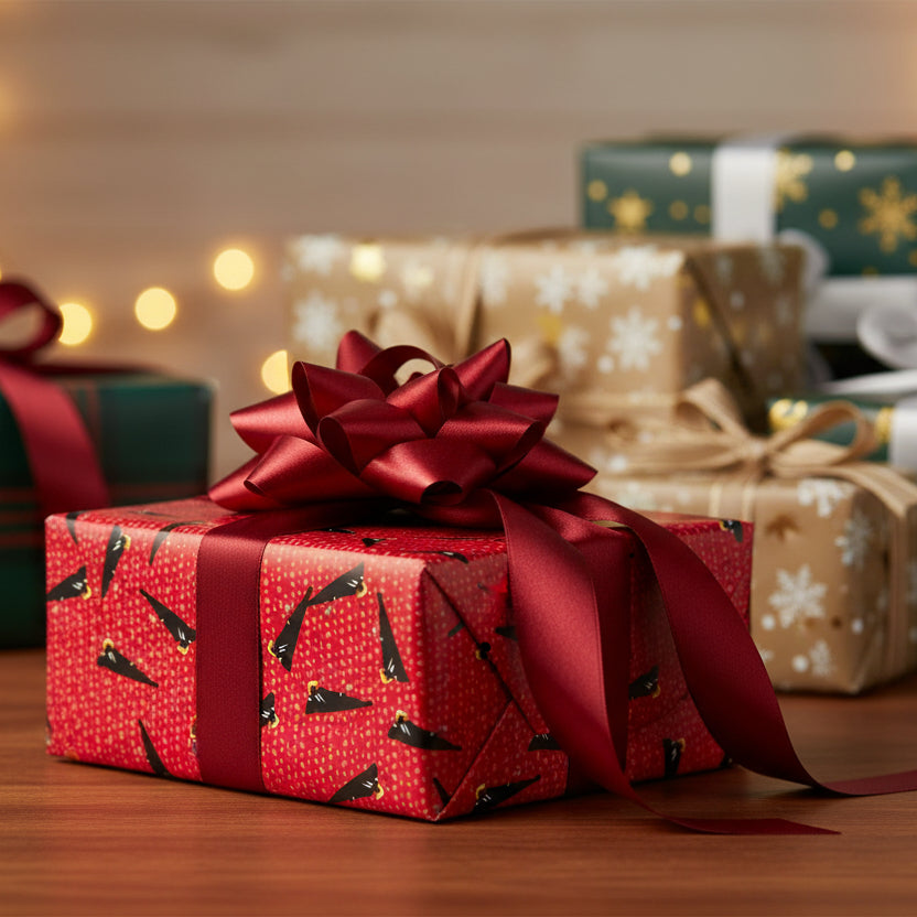 Commander-in-Recline Heart Wrap – Satirical Red All-Occasion Gift Paper