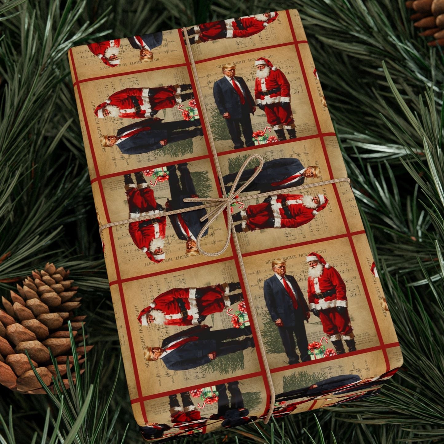 Vintage Trump & Santa Holiday Wrapping Paper