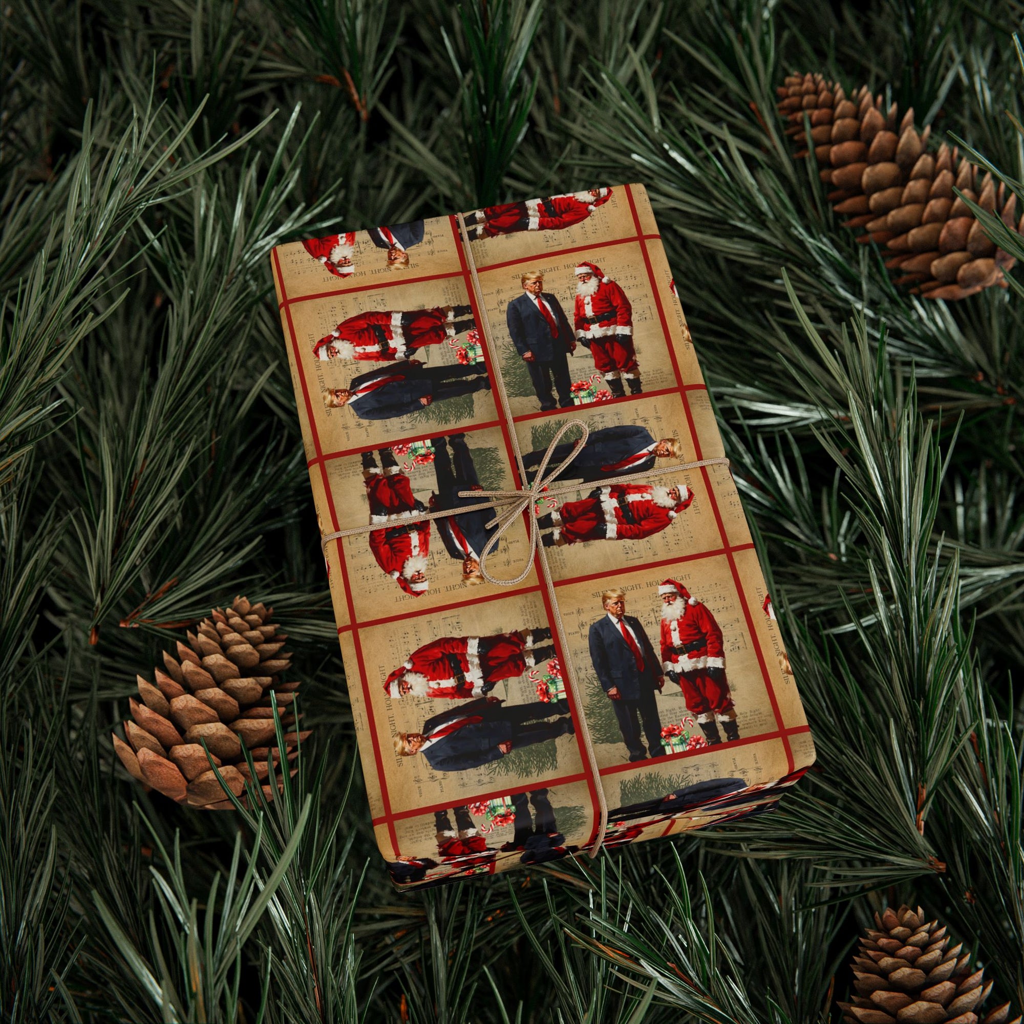 Vintage Trump & Santa Holiday Wrapping Paper