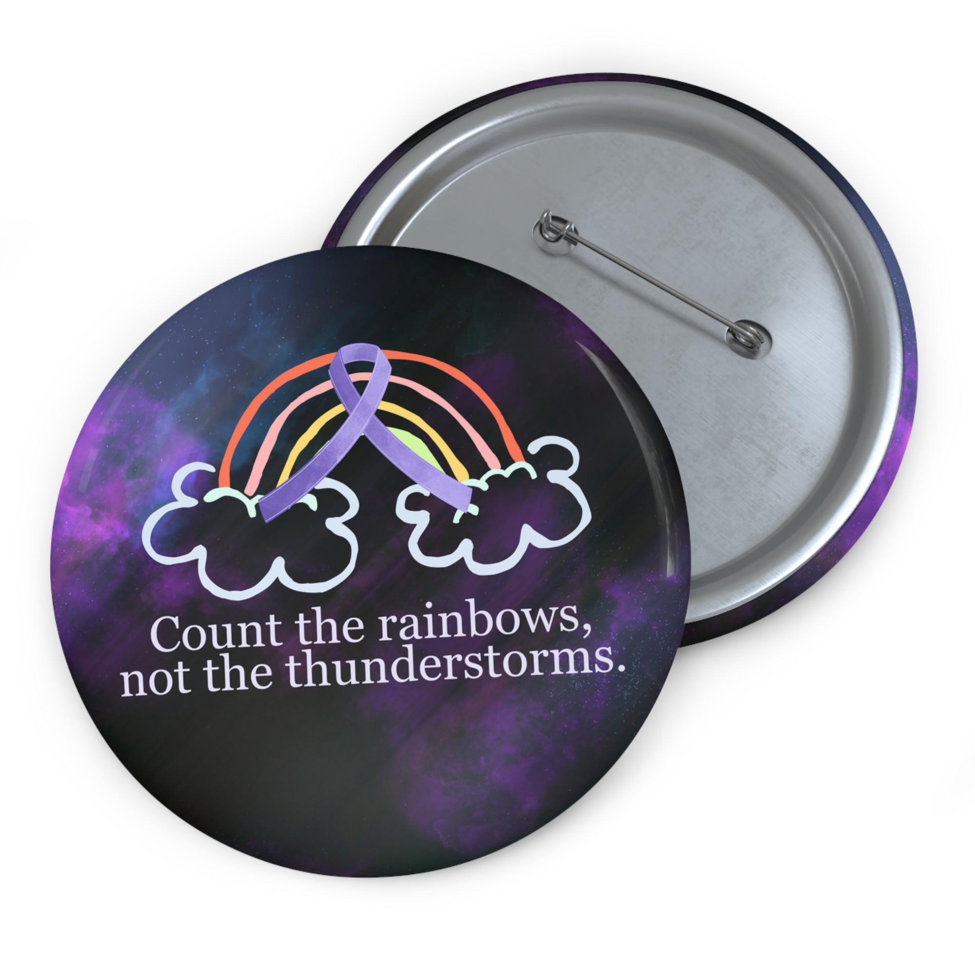 Epilepsy Awareness Pin Buttons - Count the Rainbows Design