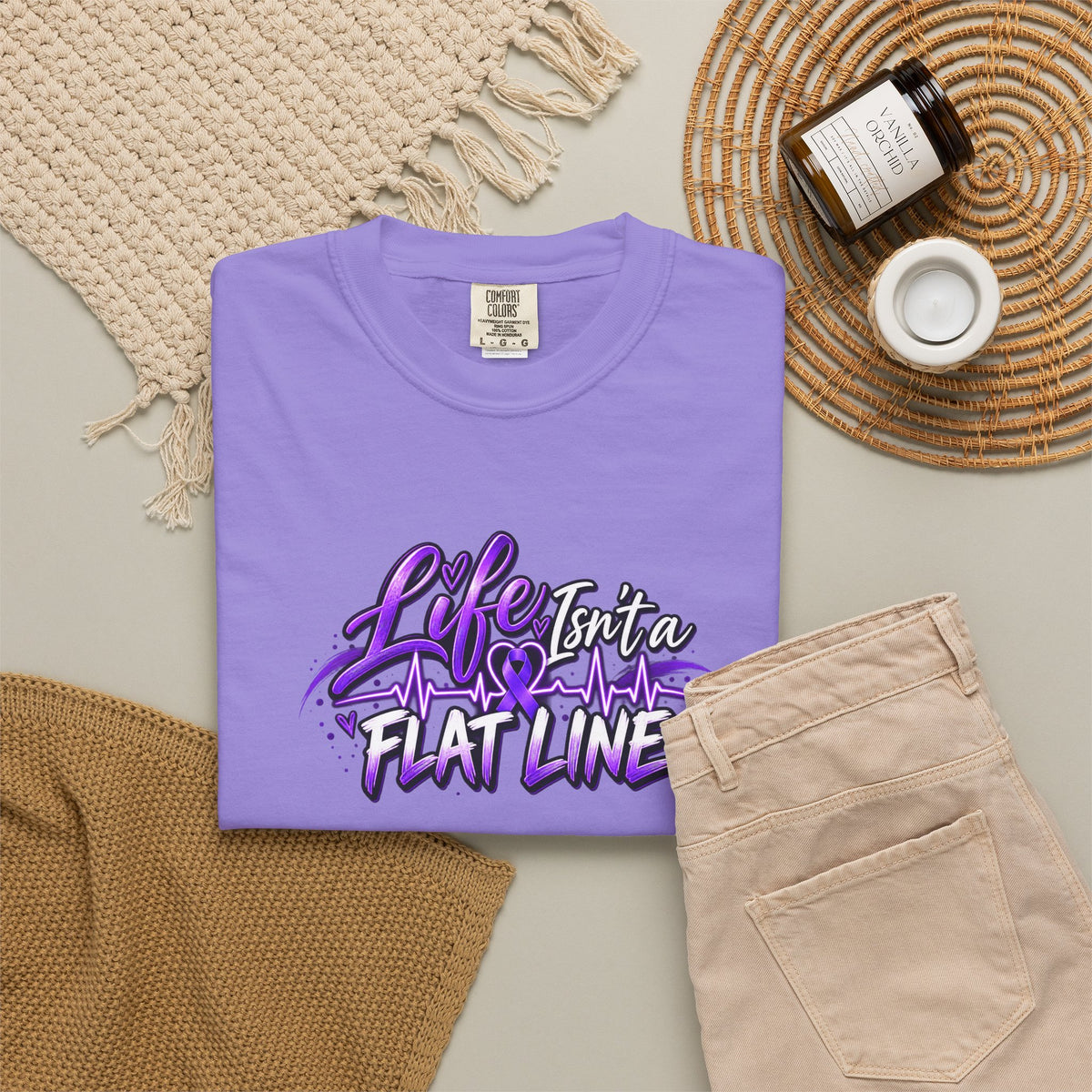 Life Isn’t a Flat Line Epilepsy Awareness Garment-Dyed T-Shirt
