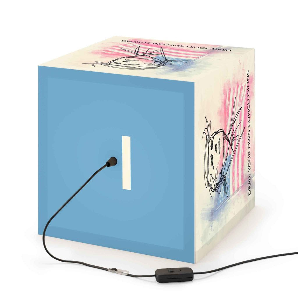 Draw Your Own Conclusions Patriotic Cube Lamp – Watercolor Flag Accent Light